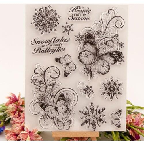 Butterfly Snowflake Transparent Clear Silicone Stamp Seal Cutting DIY Scrapbook Rubber Coloring Embossing Diary Decor Reusable