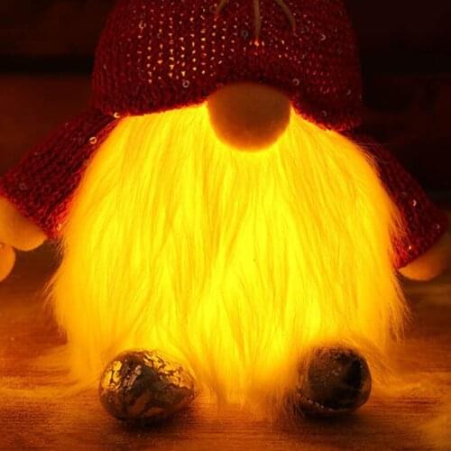 R7RC Christmas Glowing Horn Hat Gnome Desktop Ornaments Cute Elf Statues Home Desk