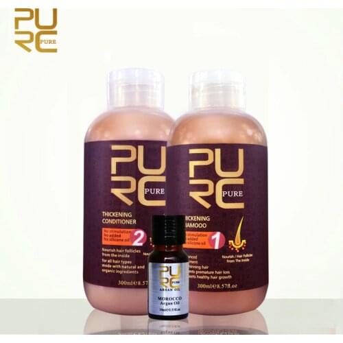 PURC hair shampoo and conditioner for hair growth and hair loss prevents premature thinning hair for men and women