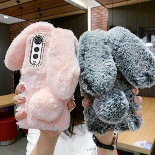 Rabbit fluffy fur silicone cover For LG Velvet 5G K62 K52 K42 K22 Case LG G8 S ThinQ V40 G6 Cover Q60 K41S K51S K61 Phone Case