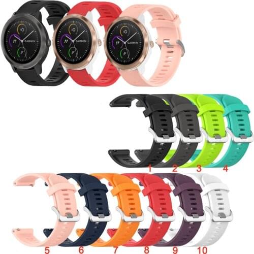 20mm Silicone Watch Band Classic Metal buckle Strap for Garmin Vivoactive 3 Music for Forerunner 645 245 Replacement strap