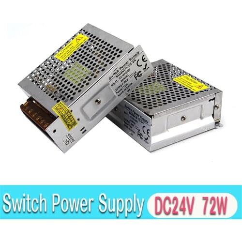 DC Power Supply 24v 3a 72W LED Diver Transformers 110v 220v AC DC24V Switch Powers Source for LED Modules Lighting CCTV Motor