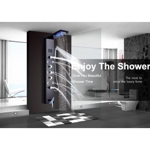 Vidric Vidric Shower Faucet LED Shower Panel Rain Waterfall Shower Head Temperature Screen Massage Jet Handshower Mixer Tap Fauc