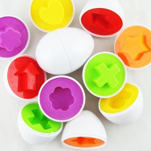 6PCS Geometric figure eggs toys Education Learning toys Pair wise eggs Shape Puzzle Smart Eggs Kids Kindergarten Learning toys