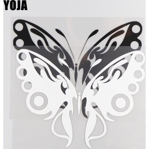 YOJA 17.9×13.5CM Gorgeous Butterfly Cartoon Animals Vinyl Decal Car Stickers Black/Silver 19C-0093