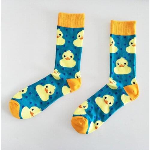 YSMILE Y Newest Cartoon Yellow Duck Novelty Socks Men Fashion Casual Sock High Quality Cotton Sock For Male Boy