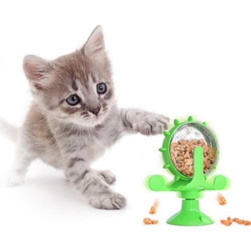 Funny Pet Cat Turntable Toy 360 Rotating Windmill Interactive Training Teasing Puzzle Exercise Play Game Feeding Leakage Device