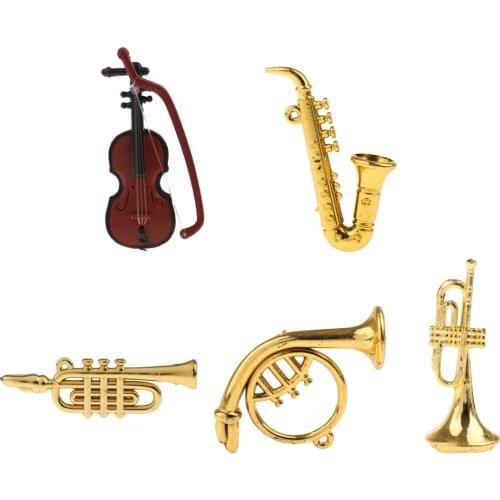 5 Styles Miniature Musical Instrument Model for 1/12 Dolls House Garden Action Figures Accs Home Office Decor Acc Children Gift