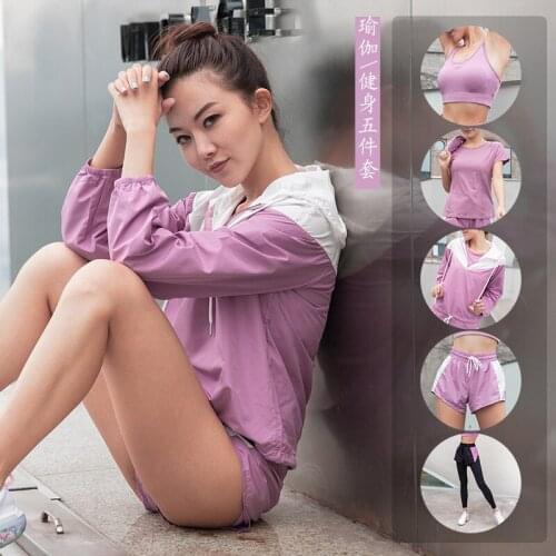 Women Sportswear Quickly Dry Sweatsuit Hoodie Sport Pant Bra Short Sweatshirt Jogger Outfit Workout Running Casual Gym Yoga Set