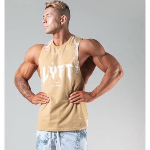 Summer cotton mens vest streetwear casual mens sportswear fashion tops wide shoulder round neck sleeveless vest