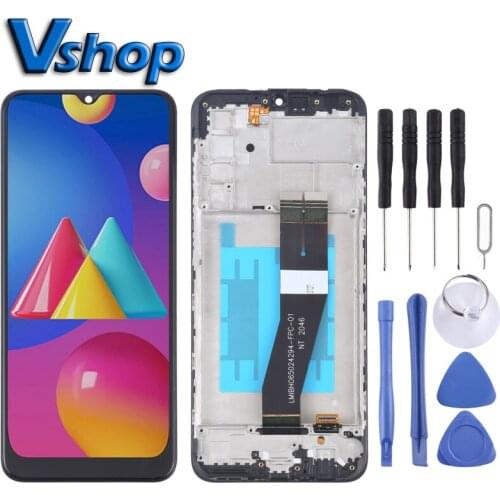 LCD Touch Screen and Digitizer Full Assembly With Frame for Samsung Galaxy M02s Mobile Phone LCD Display Replacement Parts