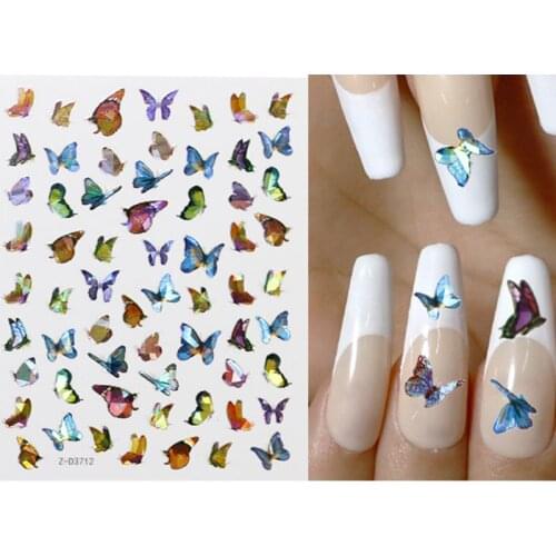 1 PCS holographic butterfly 3D nail sticker decal laser butterfly manicure nail art acrylic design tool DIY nail stickers