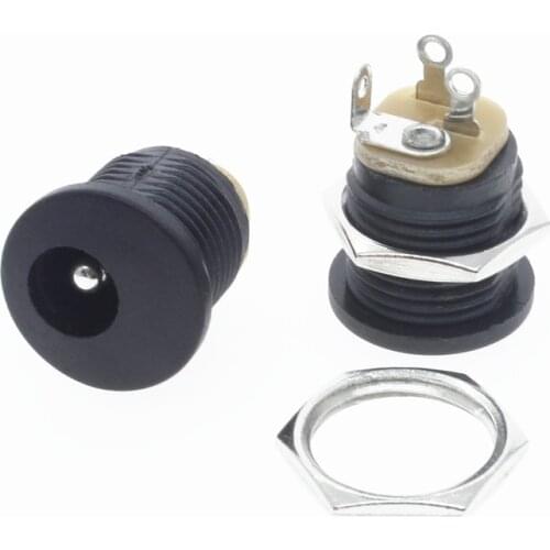 100x DC Power Jack Socket DC-022 2.5 x 5.5 mm with Screw Nut DIY 180-Degree New