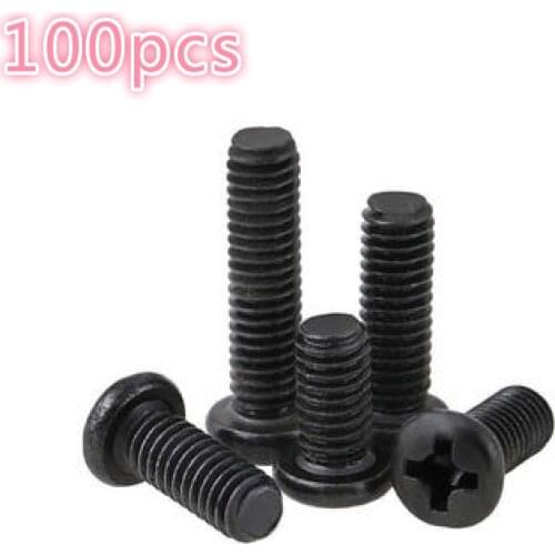 100pcs High Quality Black carbon steel pan head Phillips screws M1 M1.2 M1.4 M1.6 M1.7 Round Bolt