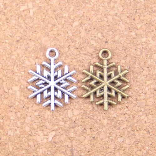 28pcs Charms snowflake snow 19x15mm Antique Pendants,Vintage Tibetan Silver Jewelry,DIY for bracelet necklace