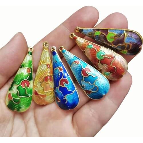 Handwork Colorful Cloisonne Enamel Filigree Drop Beads DIY Jewelry Making Copper Accessory Necklace Earrings Bracelets 5pcs/lot