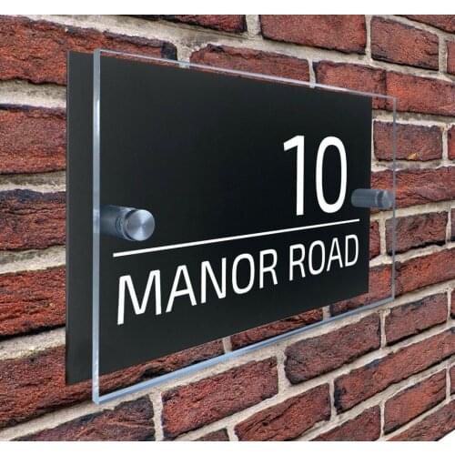 PREMIUM HOUSE ACRYLIC SIGN PLAQUES DOOR NUMBERS 1 - 999 PERSONALISED PLATE BLACK