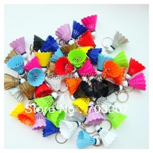 Free shipping(50pcs/lot)fashional key colorful badminton decorations badminton chain badminton pendant Accessories Keychain