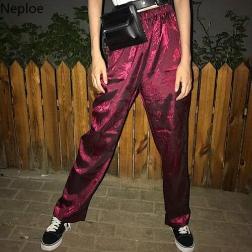 Neploe Vintage Japanese Harajuku Summer Pants Women Man Dragon Patter Loose Streetwear Red Black Pants BF Korean Trousers 38545