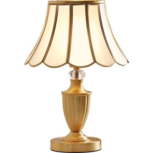 European table lamp bedroom bedside warm romantic living room home minimalist creative personality retro copper light
