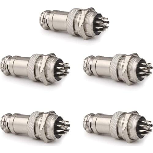 GX16 10 Pins Panel Metal Mount Circular Metal Aviation Connector Adapter Male Female Plug Socket (5 Pcs)