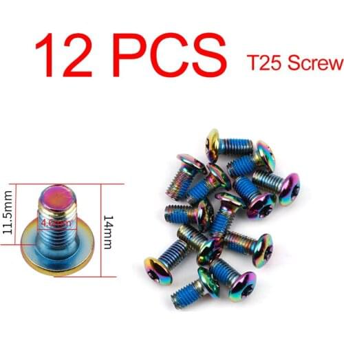 IIIPRO 12 Pcs Colorful Bicycle Disc Brake Rotor Torx Bolts T25 M5x11.5mm MTB Bike Alloy Steel Fixing Screws