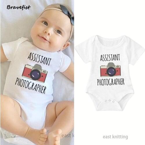 Newborn Baby Boy Girl Outfit Costume Romper Short Sleeve Clothes 0-24Months Camera Print Kids Jumpsuits Outwear Summer Clothes