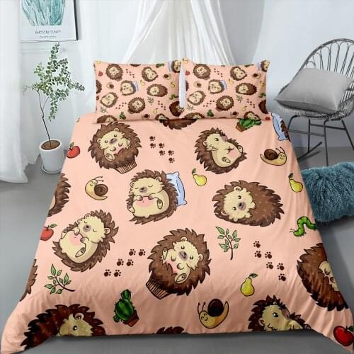2/3 Pieces Hedgehog/Snails Bedding Sets 3D Print Cartoon Animal Duvet Cover Twin Double Cover Set Home Decor Bed Quilt Cover