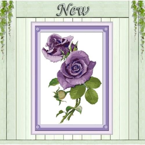 Bluelover rose flowers diy painting crafts Counted Printed on canvas DMC 11CT 14CT Cross Stitch kits Needlework Sets embroidery