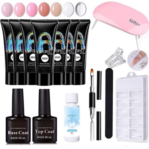 Nail Extension Gel Set Acrylic Gel Nail Polish Kit Set With UV LED Nail Lamp UV Gel Kit For Starter Set Nail Art Tools Set