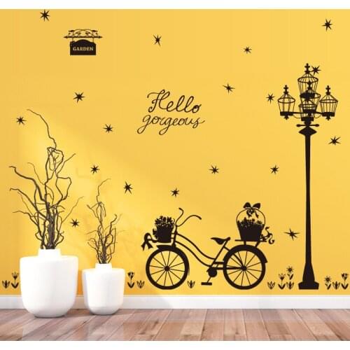 Street lamp bicycle wall sticker Vinyl DIY Art wall decals For Living room bedroom Sofa background wall decor sticker