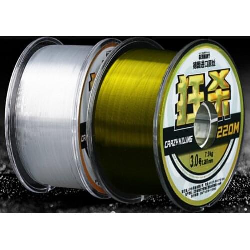 220m 0.4#-10.0# Nylon Line Fluorocarbon Competion Fishing Line Super Strong Pull Sinking Sea Angeln Line Pesca Accesorios Mar