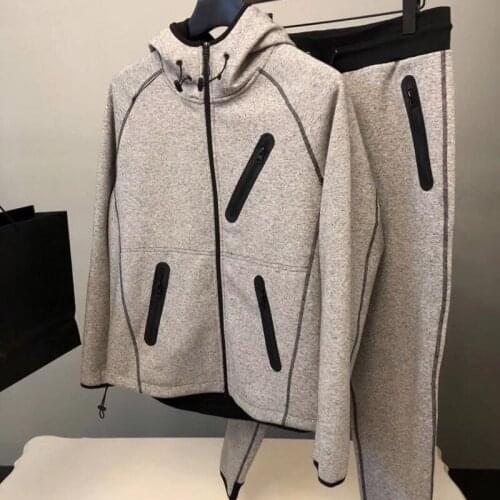 2021 Autumn Winter New Mens Long Sleeve Hooded Jackets Korean Style Running Pants Casual Sports Two-Piece Set Sweatpants