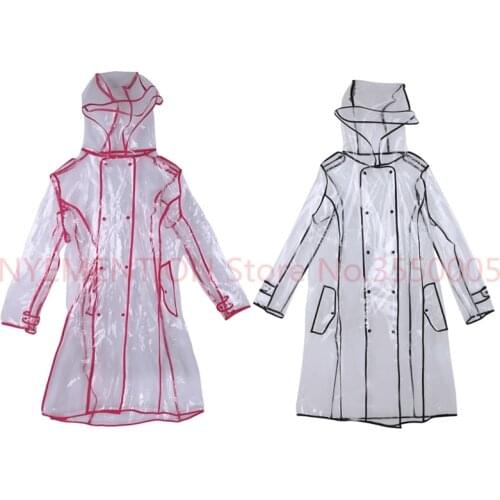 Transparent Raincoat With Belt Long Raincoat for Women Waterproof Jacket Windbreaker Rain Poncho Outdoors capa de lluvia 10pcs