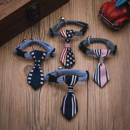 Adjustable Pet Dog Tie Collar With Bell Teddy Small Dog Cats Bow Dog Cat Bow Pet Accessories Dog Supplier Two Size 4 Colors