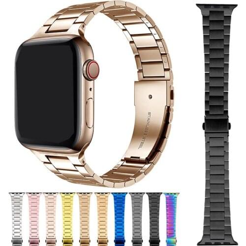 Luxury Stainless Steel Straps For Apple Watch 44mm 42mm 40mm 38mm Metal Watchband Bracelet For Iwatch Series 6 5 4 Se Wristband