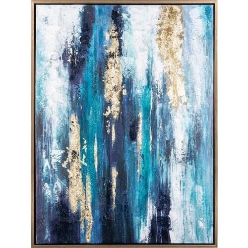 Hand Painted Original Abstract Modern Art Contemporary Painting Abstract gold blue Wall Art Decor Textured Large Artwork