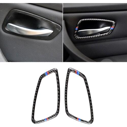 Carbon Fiber Interior Door Handle Frame Cover Trim for BMW E90 E92 M3 2007-2013 Automobile Interior Decoration Parts