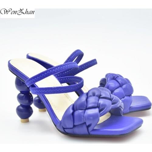 African High Heels Shoes Simple Party Prom Summer Sandals Braid Style Pretty Peep Toe Shoes For Party 37-43 D14-13