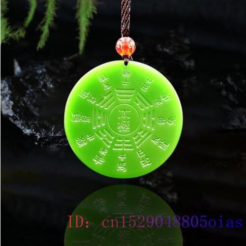 Green Jade Tai Chi Pendant Natural Carved Fashion Women Chinese Charm Necklace Lucky Jewellery Amulet Gemstone Gifts
