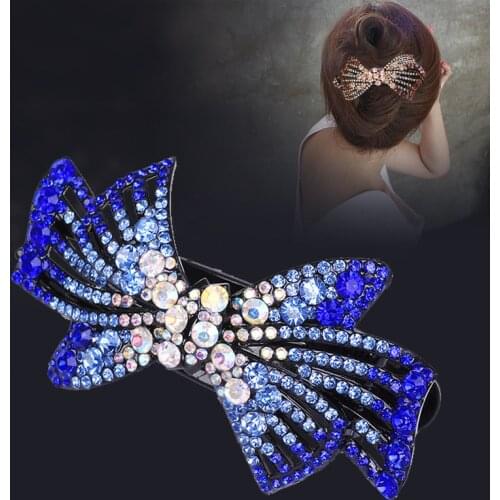 Women Crystal Duckbill Hairpins Barrettes Vintage Rhinestone Bow Hair Clips Pins Heandband Crab Clip Hairgrip Hair Accessories