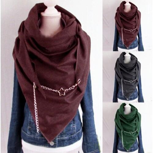 Retro Women Autumn Winter Solid Color Soft Wrap Thick Warm Print Scarf Shawl