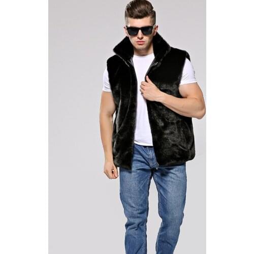 Faux Fur Vest Men Plus Size Sleeveless Jacket Mens Clothing Hooded Vests for Men Coat Jackets Casaco Masculino KJ319