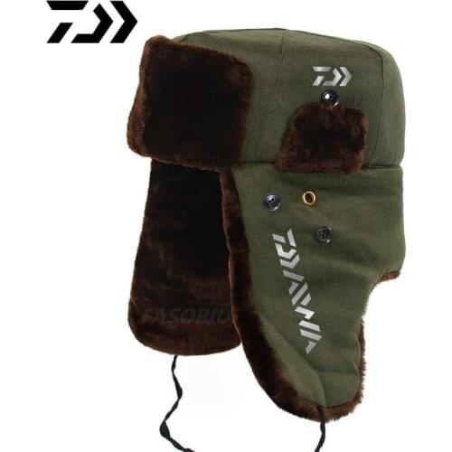 Daiwa Fishing Winter Thermal Hats Men Women Fashion Ear Protection Windproof Ski Cap Face Mask Warm Velvet Thick Couple Hat