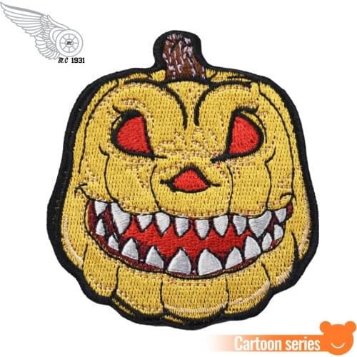 10pcs a Lot Cartoon Horror Pumpkin Lantern For Halloween Iron On Or Sew On Embroidered Patch - 2.2*3 INCH Free Shipping
