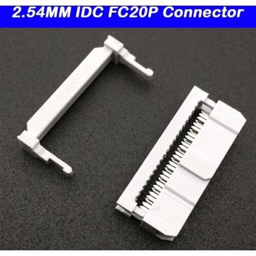 100pcs FC-20P 2*10p IDC Socket 20 Pin Dual Row Pitch 2.54mm IDC Connector cable socket white