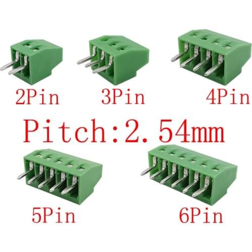 5/10Pcs 2P 3P 4P 5P 6Pin 2.54mm/0.1" Pitch PCB Screw Terminals Block Connector KF128-2.54 Terminal 150V 6A for 26-18AWG Cable
