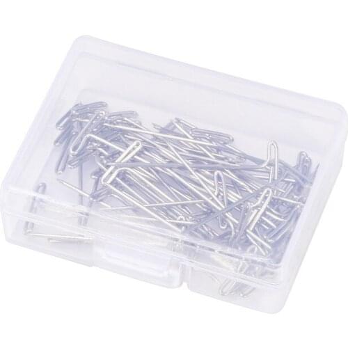 50PCS Wig T Pins for Holding Wigs Silver Long T-pins Styling Tools Wedding Corsage Boutonniere Floral Bouquet Pins Plastic Box