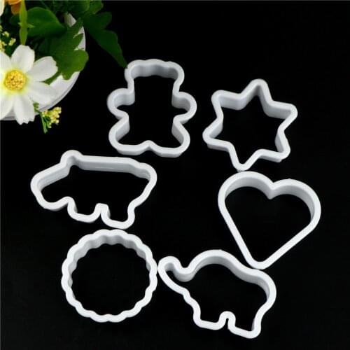 6PC/set Plastic Animal Elephant Love Star Bear Cookie Cutter Dough Pastry Fruit Chocolate Decorating Mold Kitchen Baking Moulds