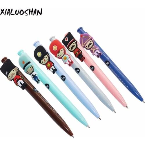 6 Pcs Lovely 0.5mm Refill British Soldiers Cartoon Creative Ballpoint Pen School Supplies